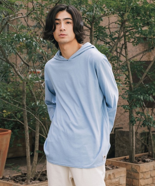 THE NORTH FACE(ザノースフェイス)の「日本未発売 THE NORTH FACE/ザノースフェイス L/S ワンポイントロゴ フード付き プルオーバーロングスリーブTシャツ(パーカー・レディース・ブルー/スミクロ/グレー・L/M/XL)」の1枚目の写真