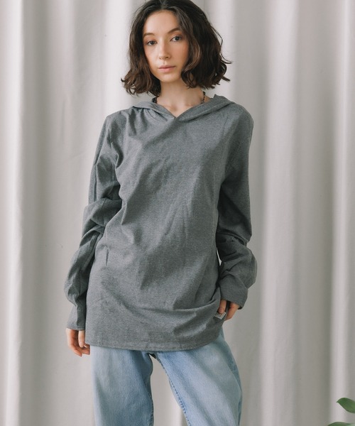 THE NORTH FACE(ザノースフェイス)の「日本未発売 THE NORTH FACE/ザノースフェイス L/S ワンポイントロゴ フード付き プルオーバーロングスリーブTシャツ(パーカー・レディース・ブルー/スミクロ/グレー・L/M/XL)」の22枚目の写真