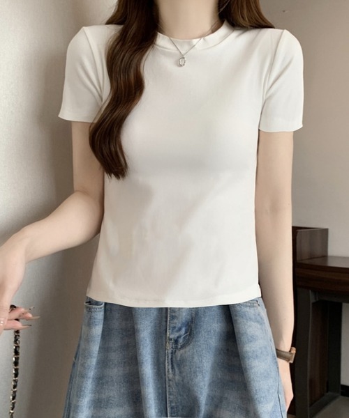 DiamondHearts(ダイヤモンドハーツ)の「エフォートレスミニマルTシャツ(Tシャツ/カットソー・レディース・ホワイト/ブラック・MEDIUM)」の2枚目の写真