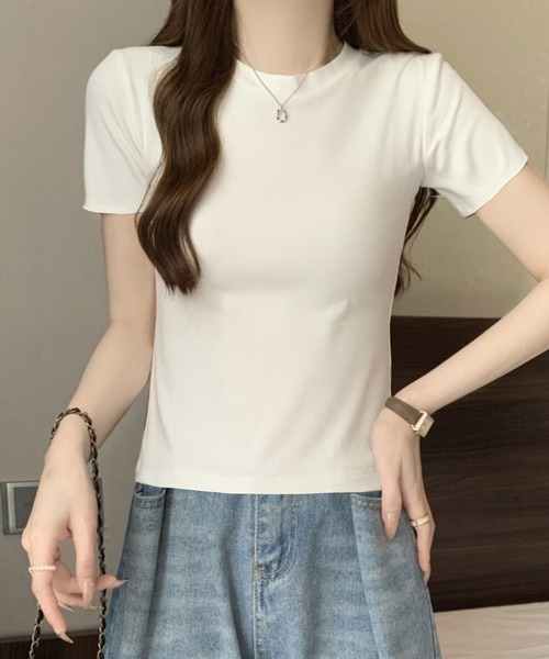 DiamondHearts(ダイヤモンドハーツ)の「エフォートレスミニマルTシャツ(Tシャツ/カットソー・レディース・ホワイト/ブラック・MEDIUM)」の5枚目の写真