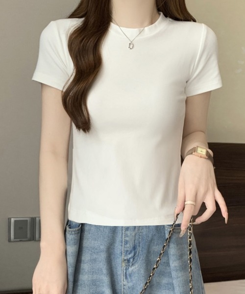 DiamondHearts(ダイヤモンドハーツ)の「エフォートレスミニマルTシャツ(Tシャツ/カットソー・レディース・ホワイト/ブラック・MEDIUM)」の6枚目の写真