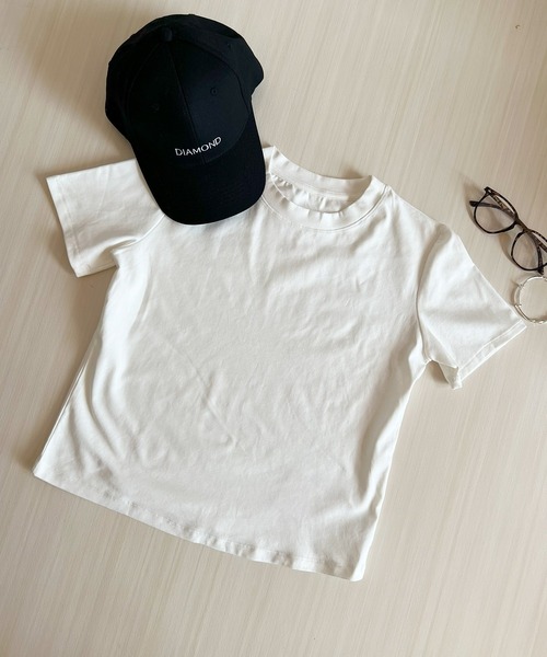DiamondHearts(ダイヤモンドハーツ)の「エフォートレスミニマルTシャツ(Tシャツ/カットソー・レディース・ホワイト/ブラック・MEDIUM)」の7枚目の写真