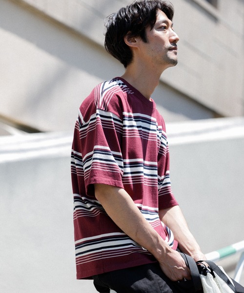 AMERICAN RAG CIE(アメリカンラグシー)の「【MEN , WOMEN】for BAYFLOW シックボーダーTシャツ(Tシャツ/カットソー・メンズ・グレー/ワイン/ネイビー・M/L)」の4枚目の写真