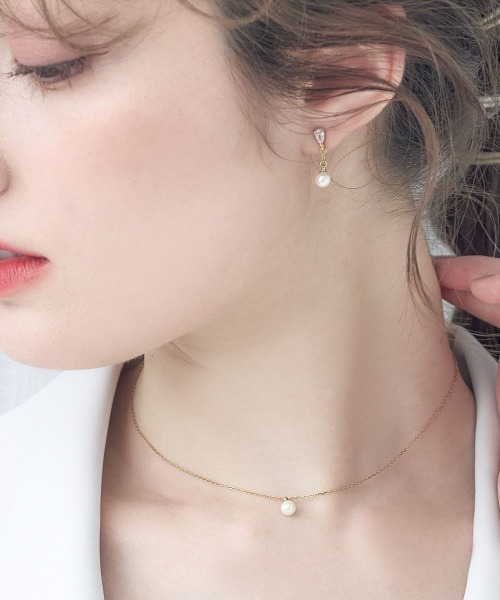 Jolie Toujours（ジョリトゥジュール）の「〈K18GP〉ドロップトップパールピアス（ピアス（両耳用）・レディース・ゴールド・FREE）」の2枚目の写真