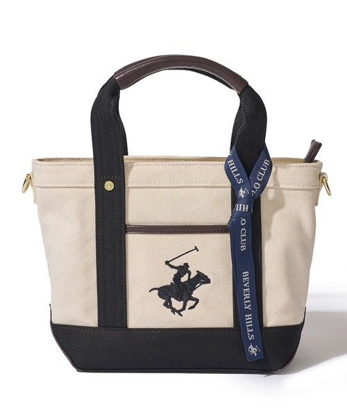 BEVERLY HILLS POLO CLUB(ビバリーヒルズポロクラブ)の「【Beverly Hills Polo Club/ビバリーヒルズポロクラブ】ポニー刺繍キャンバストートバッグ(ショルダーストラップ付)(トートバッグ・レディース・ホワイト系1/ホワイト系2/ブラック/グレー・FREE)」の7枚目の写真