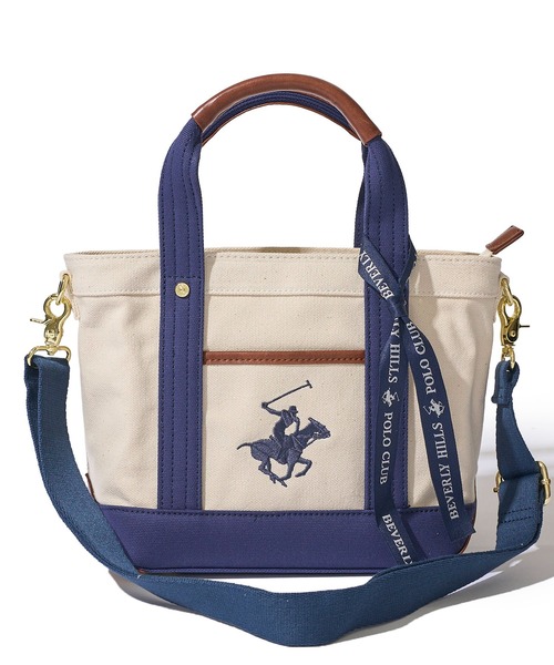 BEVERLY HILLS POLO CLUB(ビバリーヒルズポロクラブ)の「【Beverly Hills Polo Club/ビバリーヒルズポロクラブ】ポニー刺繍キャンバストートバッグ(ショルダーストラップ付)(トートバッグ・レディース・ホワイト系1/ホワイト系2/ブラック/グレー・FREE)」の8枚目の写真