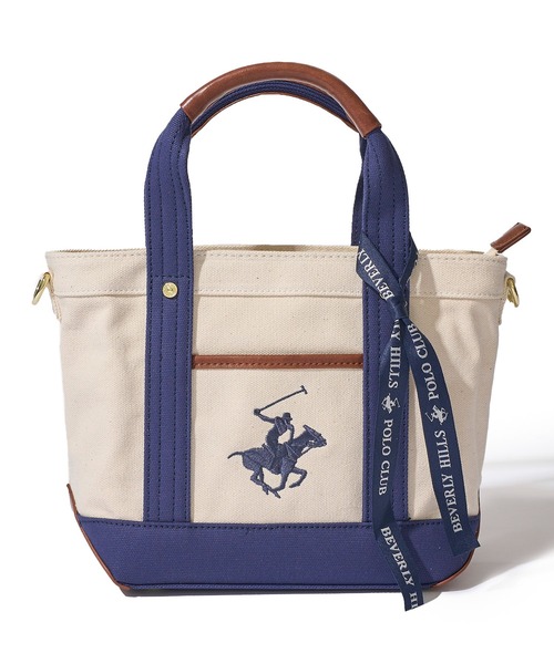 BEVERLY HILLS POLO CLUB(ビバリーヒルズポロクラブ)の「【Beverly Hills Polo Club/ビバリーヒルズポロクラブ】ポニー刺繍キャンバストートバッグ(ショルダーストラップ付)(トートバッグ・レディース・ホワイト系1/ホワイト系2/ブラック/グレー・FREE)」の9枚目の写真