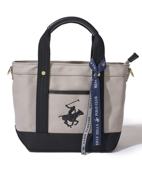 BEVERLY HILLS POLO CLUB(ビバリーヒルズポロクラブ)の「【Beverly Hills Polo Club/ビバリーヒルズポロクラブ】ポニー刺繍キャンバストートバッグ(ショルダーストラップ付)(トートバッグ・レディース・ホワイト系1/ホワイト系2/ブラック/グレー・FREE)」の13枚目の写真