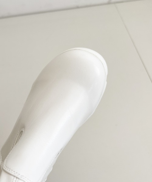 Shoes in Closet(シューズインクローゼット)の「厚底 ダブルソール ストレッチ ロングブーツ 538(ブーツ・レディース・アイボリー/ブラック系8/ブラック・L/M/S/LL)」の13枚目の写真