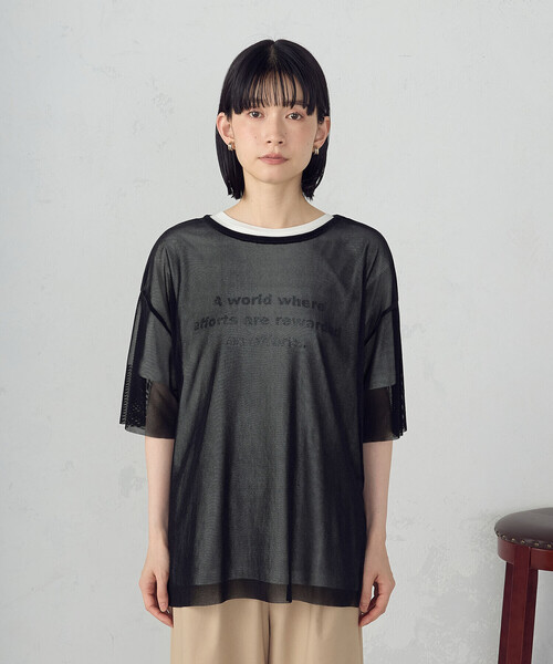COMME CA ISM(コムサイズム)の「シアーベロア Tシャツ(Tシャツ/カットソー・レディース・ブラック/チャコール・MEDIUM/LARGE)」の10枚目の写真