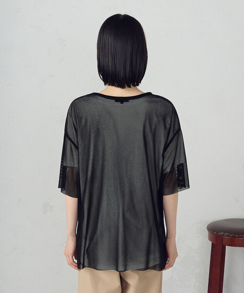 COMME CA ISM(コムサイズム)の「シアーベロア Tシャツ(Tシャツ/カットソー・レディース・ブラック/チャコール・MEDIUM/LARGE)」の12枚目の写真
