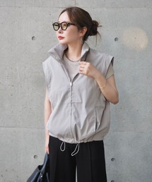 stand collar zipper vest /スタンドカラーフロントジッパーベスト
