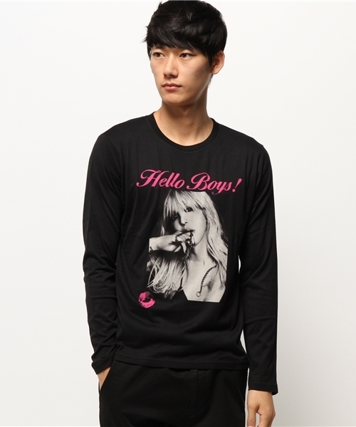 HYSTERIC GLAMOUR BOYS 長袖カットソー ブラック ロンT HYSTERIC GLAMOUR（ヒステリックグラマー）の「CL/HELLO BOYS pt