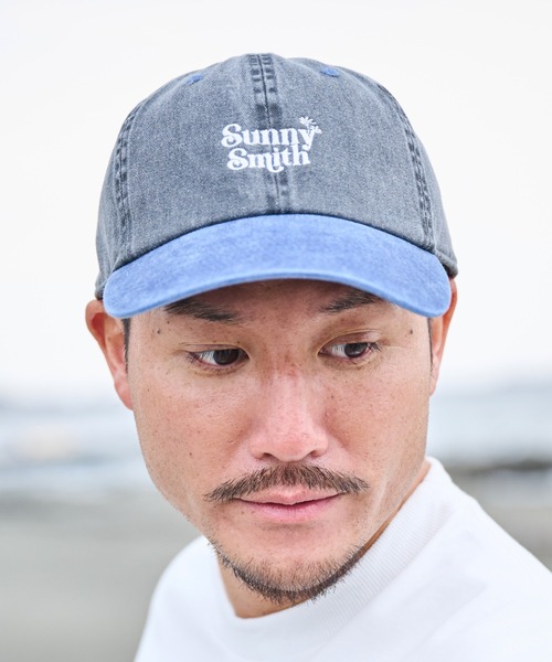 セール】【SUNNY SMITH】ヤシの木ロゴ刺繍ピグメント バイカラー