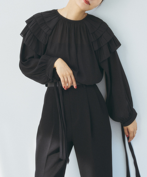 HARDY NOIR（アルディーノアール）の「ジョーゼットショルダーフリルブラウス（シャツ/ブラウス・レディース・ブラック・FREE）」の19枚目の写真