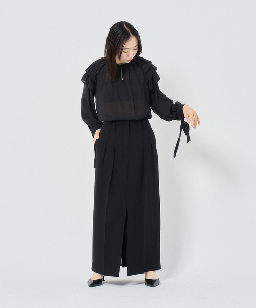 HARDY NOIR（アルディーノアール）の「ジョーゼットショルダーフリルブラウス（シャツ/ブラウス・レディース・ブラック・FREE）」の3枚目の写真