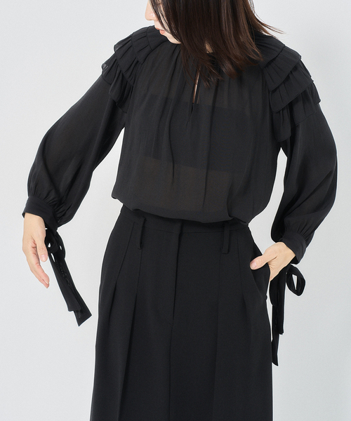 HARDY NOIR（アルディーノアール）の「ジョーゼットショルダーフリルブラウス（シャツ/ブラウス・レディース・ブラック・FREE）」の6枚目の写真