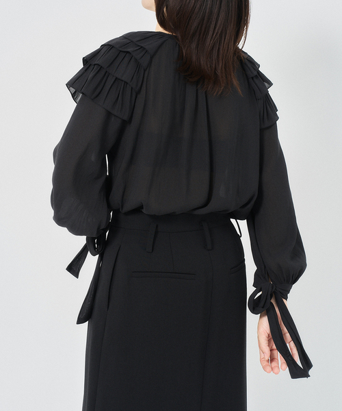 HARDY NOIR（アルディーノアール）の「ジョーゼットショルダーフリルブラウス（シャツ/ブラウス・レディース・ブラック・FREE）」の8枚目の写真