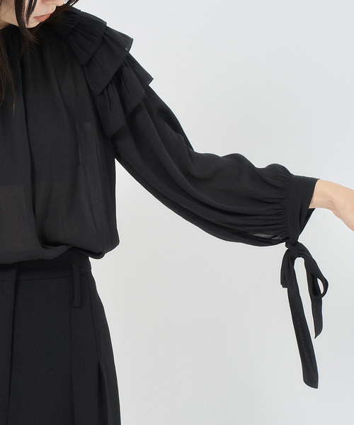 HARDY NOIR（アルディーノアール）の「ジョーゼットショルダーフリルブラウス（シャツ/ブラウス・レディース・ブラック・FREE）」の9枚目の写真