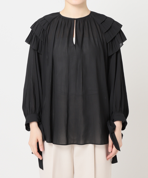 HARDY NOIR（アルディーノアール）の「ジョーゼットショルダーフリルブラウス（シャツ/ブラウス・レディース・ブラック・FREE）」の10枚目の写真