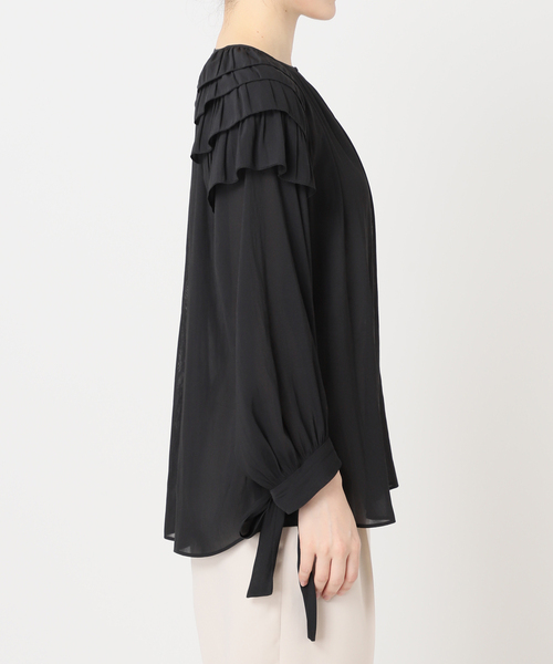 HARDY NOIR（アルディーノアール）の「ジョーゼットショルダーフリルブラウス（シャツ/ブラウス・レディース・ブラック・FREE）」の13枚目の写真