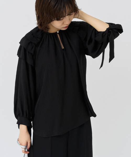 HARDY NOIR（アルディーノアール）の「ジョーゼットショルダーフリルブラウス（シャツ/ブラウス・レディース・ブラック・FREE）」の18枚目の写真