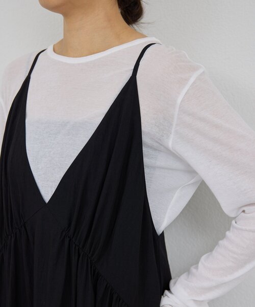 GALLARDAGALANTE(ガリャルダガランテ)の「【万能ワンピース】【オールシーズン活躍】ディープVキャミワンピース(ワンピース・レディース・オフホワイト/ブラック/グレイッシュベージュ・FREE)」の14枚目の写真