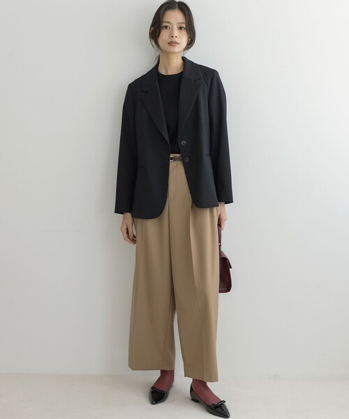 組曲（クミキョク）の「ハンサムツイル ジャケット（テーラードジャケット・レディース・ブラック系/グレー系/ベージュ系・2/3）」の5枚目の写真