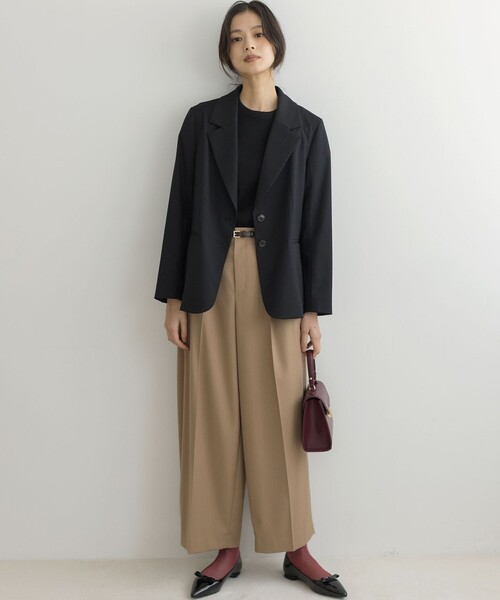 組曲（クミキョク）の「ハンサムツイル ジャケット（テーラードジャケット・レディース・ブラック系/グレー系/ベージュ系・2/3）」の8枚目の写真