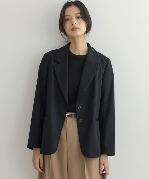 組曲（クミキョク）の「ハンサムツイル ジャケット（テーラードジャケット・レディース・ブラック系/グレー系/ベージュ系・2/3）」の9枚目の写真