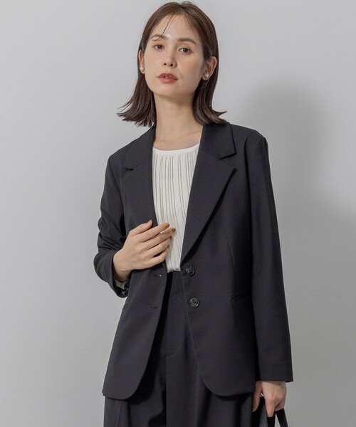 組曲（クミキョク）の「ハンサムツイル ジャケット（テーラードジャケット・レディース・ブラック系/グレー系/ベージュ系・2/3）」の10枚目の写真