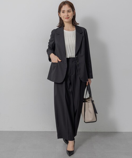 組曲（クミキョク）の「ハンサムツイル ジャケット（テーラードジャケット・レディース・ブラック系/グレー系/ベージュ系・2/3）」の13枚目の写真