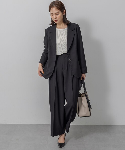 組曲（クミキョク）の「ハンサムツイル ジャケット（テーラードジャケット・レディース・ブラック系/グレー系/ベージュ系・2/3）」の14枚目の写真