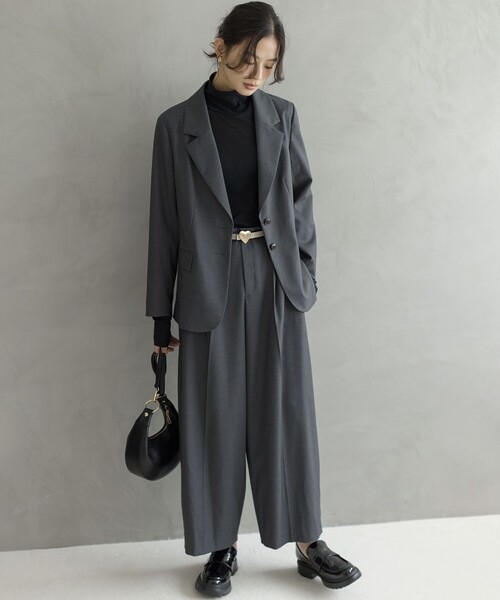 組曲（クミキョク）の「ハンサムツイル ジャケット（テーラードジャケット・レディース・ブラック系/グレー系/ベージュ系・2/3）」の17枚目の写真