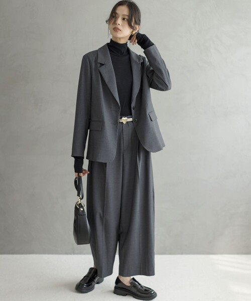 組曲（クミキョク）の「ハンサムツイル ジャケット（テーラードジャケット・レディース・ブラック系/グレー系/ベージュ系・2/3）」の18枚目の写真