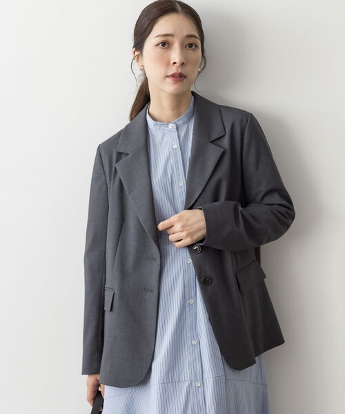組曲（クミキョク）の「ハンサムツイル ジャケット（テーラードジャケット・レディース・ブラック系/グレー系/ベージュ系・2/3）」の19枚目の写真