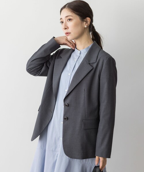 組曲（クミキョク）の「ハンサムツイル ジャケット（テーラードジャケット・レディース・ブラック系/グレー系/ベージュ系・2/3）」の20枚目の写真