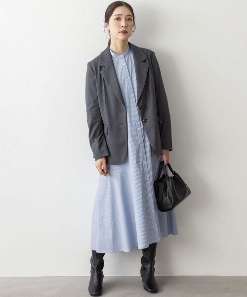 組曲（クミキョク）の「ハンサムツイル ジャケット（テーラードジャケット・レディース・ブラック系/グレー系/ベージュ系・2/3）」の21枚目の写真