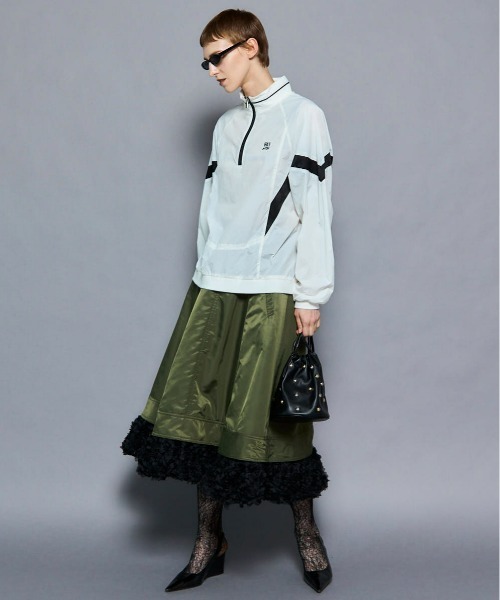 MAISON SPECIAL(メゾンスペシャル)の「RUSH Logo Nylon Sporty Tops/RUSHロゴナイロンスポーティートップス(Tシャツ/カットソー・レディース・ネイビー/ブラック/ホワイト・FREE)」の4枚目の写真