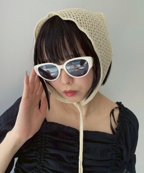 WEGO（ウィゴー）の「WEGO/カラーニットバブーシュカ（バンダナ/スカーフ・レディース・ダークグレー/ライトベージュ・FREE）」の2枚目の写真