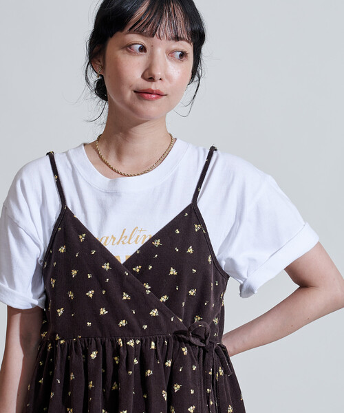FREAK'S STORE（フリークスストア）の「カントリーフラワー コーデュロイ カシュクールキャミソール＜セットアップ対応＞/小花柄（キャミソール・レディース・キャメル/チャコール/ナチュラル・ﾌﾘ-）」の13枚目の写真