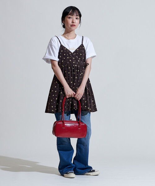 FREAK'S STORE（フリークスストア）の「カントリーフラワー コーデュロイ カシュクールキャミソール＜セットアップ対応＞/小花柄（キャミソール・レディース・キャメル/チャコール/ナチュラル・ﾌﾘ-）」の15枚目の写真