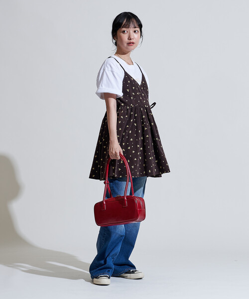 FREAK'S STORE（フリークスストア）の「カントリーフラワー コーデュロイ カシュクールキャミソール＜セットアップ対応＞/小花柄（キャミソール・レディース・キャメル/チャコール/ナチュラル・ﾌﾘ-）」の17枚目の写真