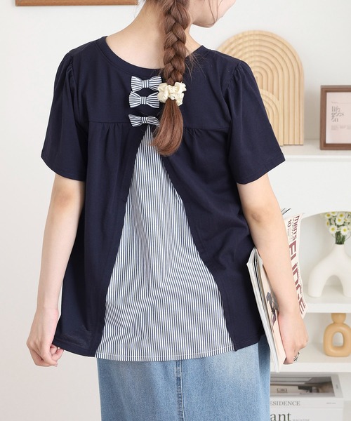 Quelle Chance(ケルシャンス)の「別布切替プルオーバー(Tシャツ/カットソー・レディース・ネイビー/オートミール/ブルーグリーン・L/M)」の13枚目の写真