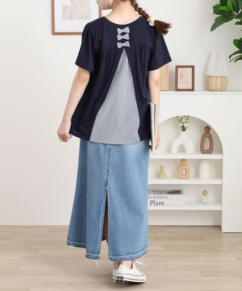 Quelle Chance(ケルシャンス)の「別布切替プルオーバー(Tシャツ/カットソー・レディース・ネイビー/オートミール/ブルーグリーン・L/M)」の15枚目の写真