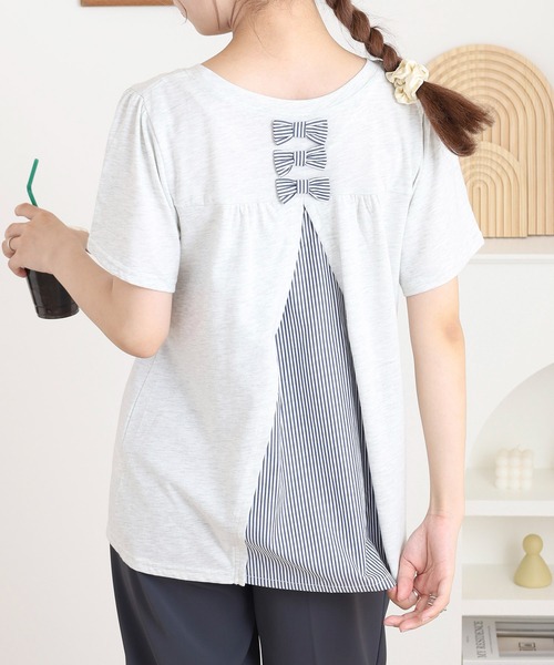 Quelle Chance(ケルシャンス)の「別布切替プルオーバー(Tシャツ/カットソー・レディース・ネイビー/オートミール/ブルーグリーン・L/M)」の6枚目の写真