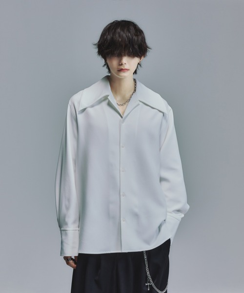 welise(ウェライズ)の「welise×犬飼京 -ephemeral- リッチドレープスムース ビックカラー&カフス 2wayオープンカラー/レギュラーカラー シャツ(シャツ/ブラウス・メンズ・ブラック/ホワイト・XS/L/M/S)」の1枚目の写真