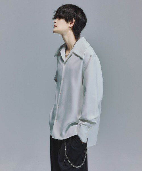 welise(ウェライズ)の「welise×犬飼京 -ephemeral- リッチドレープスムース ビックカラー&カフス 2wayオープンカラー/レギュラーカラー シャツ(シャツ/ブラウス・メンズ・ブラック/ホワイト・XS/L/M/S)」の4枚目の写真