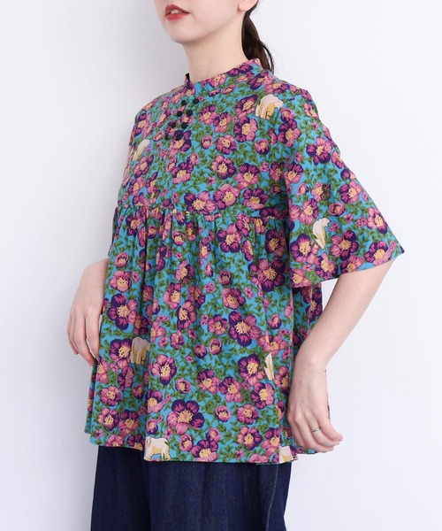 ○Arctic Flower スタンドカラーブラウス 