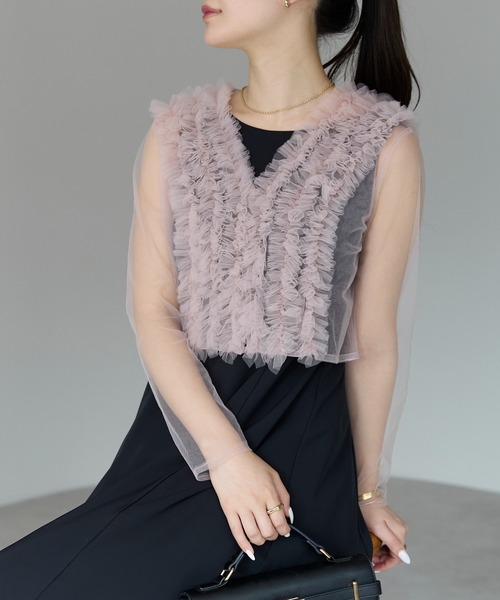 PREFERIR(プレフェリール)の「結婚式・パーティー・チュールボレロ付2点セットドレス(S,M,L,XL)(ドレス・レディース・ブラック/モカ・MEDIUM/LARGE/X-LARGE)」の2枚目の写真